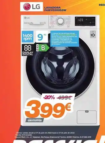 Pascual Martí Lg Lavadora F4wv32095ow oferta