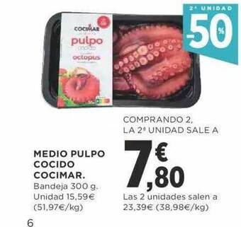 Supercor 2a Unidad -50% Medio Pulpo Cocido Cocimar oferta