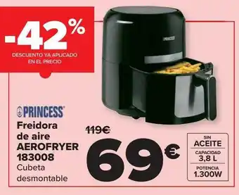 Carrefour Princess Freidora De Aire Aerofryer 183008 oferta