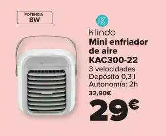Carrefour Klindo Mini Enfriador De Aire Kac300-22 oferta