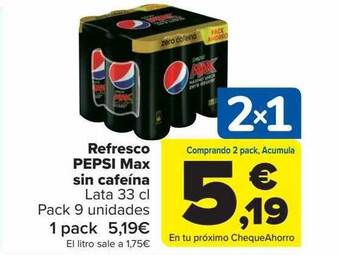 Carrefour Refresco Pepsi Max Sin Cafeína oferta