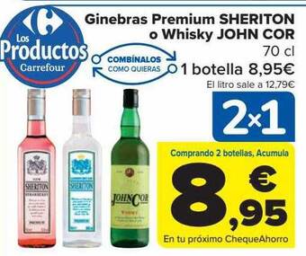 Carrefour Ginebras Premium Sheriton O Whisky John Cor oferta