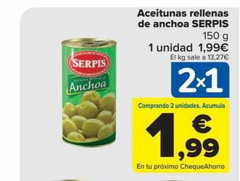 Carrefour Aceitunas Rellenas De Anchoa Serpis oferta