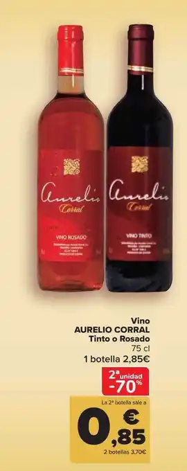 Carrefour 2a Unidad -70% Vino Aurelio Corral Tinto O Rosado oferta