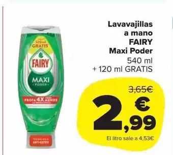 Carrefour Market Lavavajillas A Mano Fairy Maxi Poder + Gratis oferta