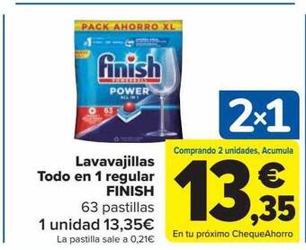 Carrefour Market Lavavajillas Todo En 1 Regular Finish 63 Pastillas oferta