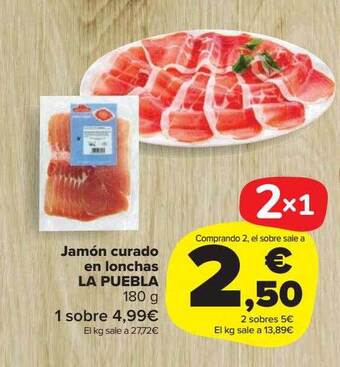 Carrefour Market Jamón Curado En Lonchas La Puebla oferta