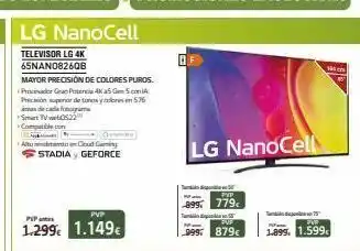 Milar Lg nanocell televisor lg 4k 65nan08260b mayor precisión de colores puros. procinador gran potencia 4k5 g5 con a preción sup oferta