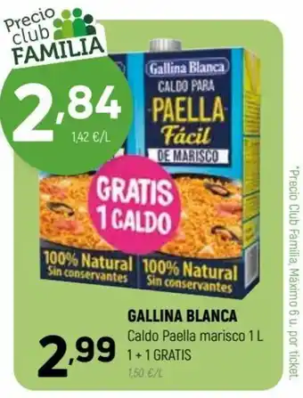Coviran Gallina Blanca Caldo Paella marisco 1 L 1 + 1 Gratis oferta