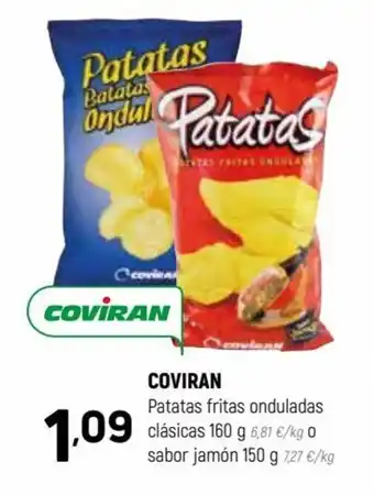 Coviran Coviran Patatas fritas onduladas clásicas 160 g o sabor jamón 150 g oferta