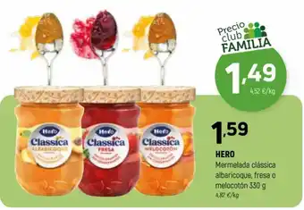 Hero Mermelada clássica albaricoque, fresa o melocotón 330 g