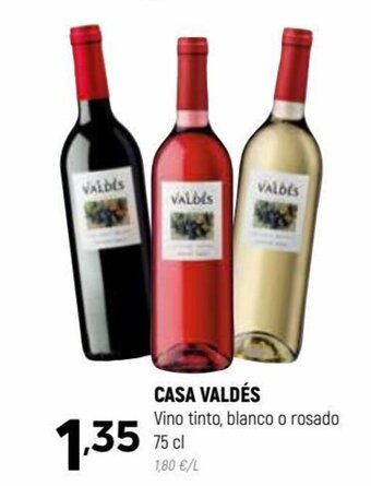 Coviran Casa Valdés Vino tinto,blanco o rosado 75 cl oferta