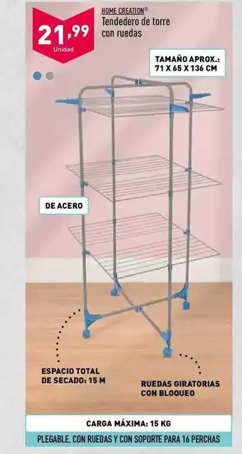 ALDI Tendedero De Torre Con Ruedas oferta