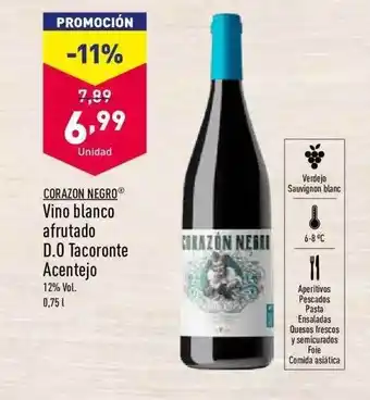 ALDI Corazon Negro Vino Blanco Afrutado Do Tacoronte Acentejo oferta