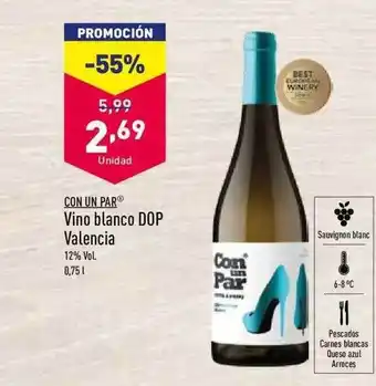 ALDI Con Un Par Vino Blanco Dop Valencia oferta
