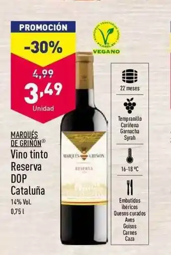 ALDI Marqués De Grinon Vino Tinto Reserva Dop Cataluña oferta