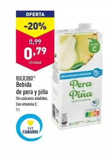 ALDI Bebida De Pera Y Piña oferta