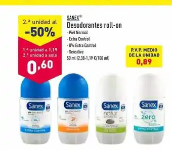 ALDI Sanex Deodorantes Rollon oferta