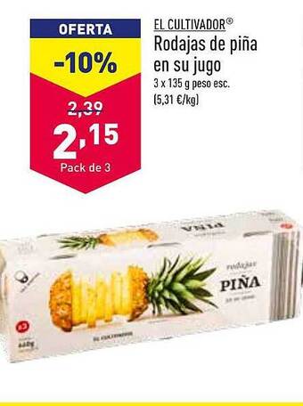 ALDI Rodajas De Piña En Su Jugo oferta