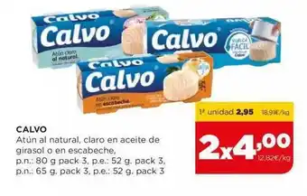 Alimerka Calvo Atún Natural Claro En Aceite De Girasol O En Escabeche oferta