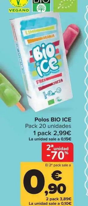 Carrefour 2a Unidad -70% Polos Bio Ice Pack 20 Unidades oferta