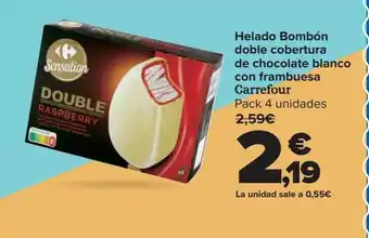 Carrefour Helado Bombón Doble Cobertura De Chocolate Blanco Con Frambuesa Carrefour Pack 4 Unidades oferta