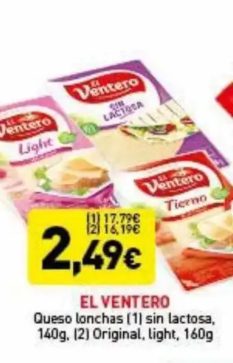 Hiperber El Ventero Queso Lonchas Sin Lacotsa Original Light oferta