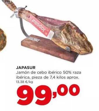 Alimerka Japasur Jamón De Cebo Ibérico 50% Raza Ibérica Pieza De 7.4 Kilos Aprox. oferta