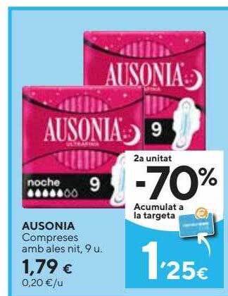 Caprabo 2a Unitat -70% Ausonia Compreses Amb Ales Nit oferta