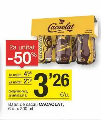 BonpreuEsclat 2a Unitat -50% Batut De Cacau Cacaolat oferta