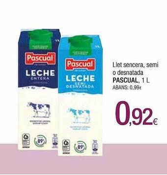 Condis Llet Sencera Semi O Desnatada Pascual oferta