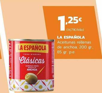 Supermercados Lupa La Española Aceitunas Rellenas De Anchoa oferta