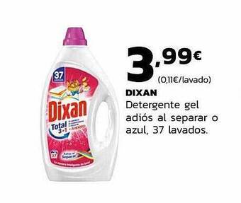 Supermercados Lupa Dixan Detergente Gel Adiós Al Separar O Azul 37 Lavados oferta