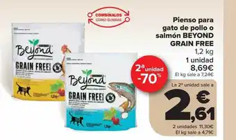 Carrefour 2a Unitat -70% Pienso Para Gato De Pollo O Salmón Beyond Grain Free oferta