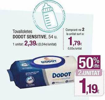 Condis 50% Dte. 2a Unitat Tovalloletes Dodot Sensitive oferta