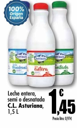 Unide Supermercados Leche entera, semi o desnatada c.l. asturiana oferta