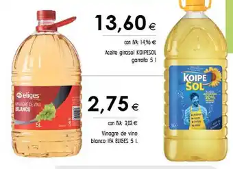 Cash Ifa Aceite Girasol Koipesol Vinagre De Vino Blanco Ifa Eliges oferta