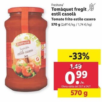 Lidl Tomate frito freshona oferta