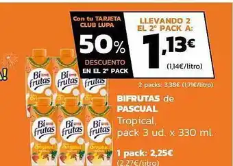 Supermercados Lupa 50% Descuento En La 2a Ud Bifrutas De Pascual Tropical Pack 3 oferta