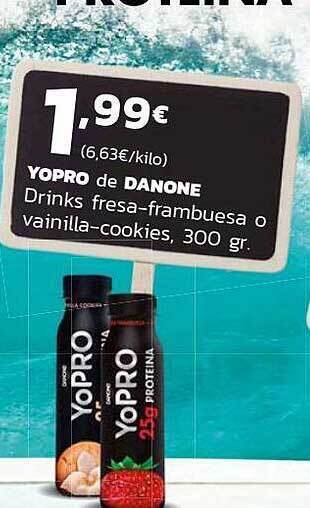 Supermercados Lupa Yopro De Danone Drinks Fresa-frambuesa O Vainilla-cookies oferta