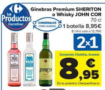 Carrefour Ginebras Premium Sheriton O Whisky John Cor oferta