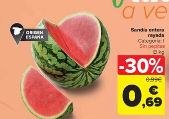 Carrefour Sandía Entera Rayada oferta
