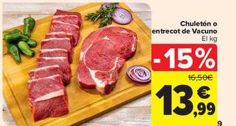 Carrefour Chuletón O Entrecot De Vacuno El Kg oferta