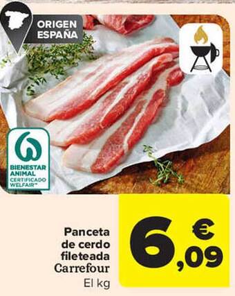 Carrefour Panceta De Cerdo Fileteada Carrefour El Kg oferta