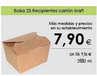 Cash Ifa Bolsa 25 Recipientes Cartón Kraft oferta