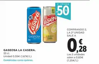 Hipercor 2a Unidad -50% Gaseosa La Casera oferta
