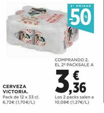 Hipercor 2a Unidad -50% Cerveza Victoria oferta