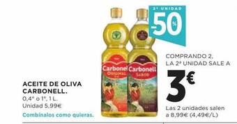 Hipercor 2a Unidad -50% Aceite De Oliva Carbonell oferta