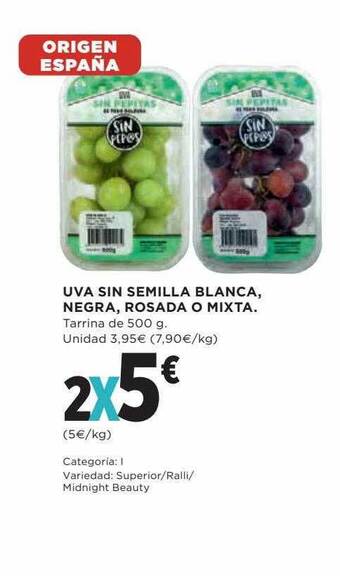 Hipercor Uva Sin Semilla Blanca Negra Rosada O Mixta oferta