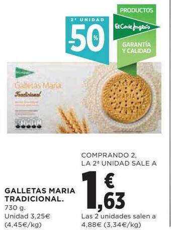 Hipercor 2a Unidad -50% Galletas Maria Tradicional oferta